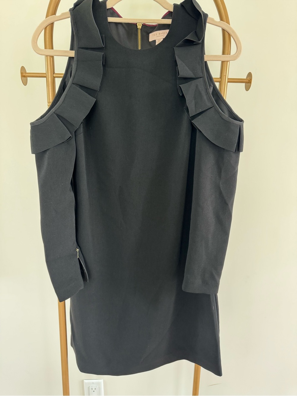 Ted Baker Black Dress with Gold Zipper Detail